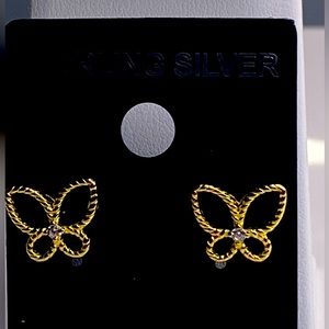BLACK ONYX & GOLD BUTTERFLY EARRINGS